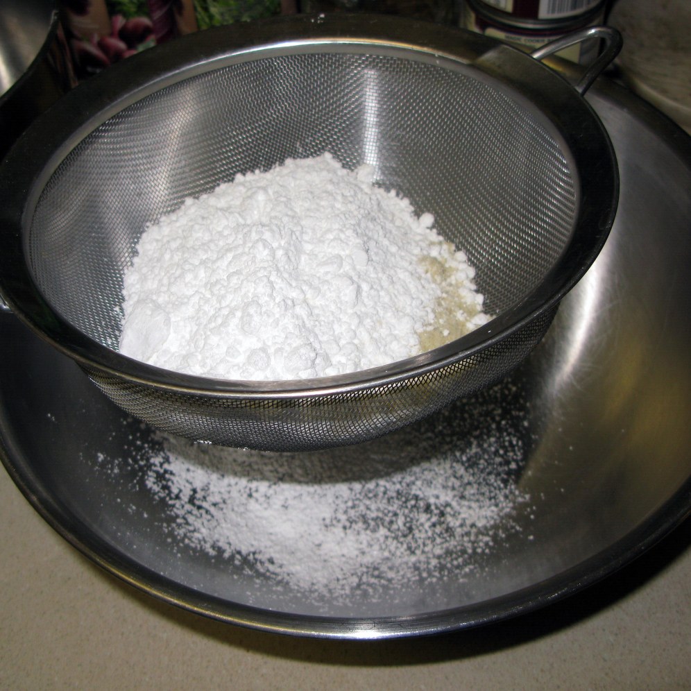 Sifting Almond Flour and Sugar
